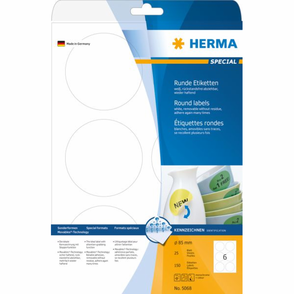 Herma odlepovací etikety 5068 Movables, A4, kulaté, O 85 ...