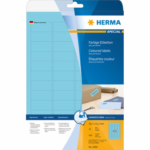 Herma Barevné etikety 4368, A4, 45,7 x 21,2 mm, matný mod...