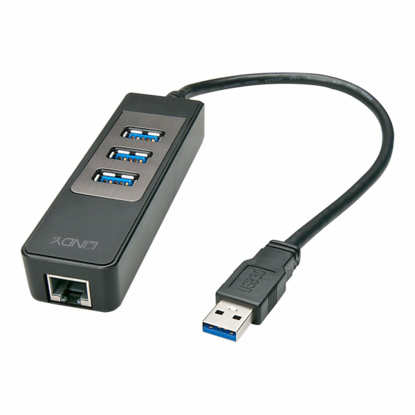 Lindy USB HUB 1x RJ-45 + 3x USB-A 3.0 (43176)