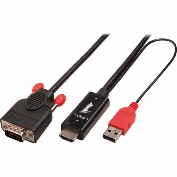 Lindy HDMI kabel – D-Sub (VGA) + USB-A 2m černý (41456)