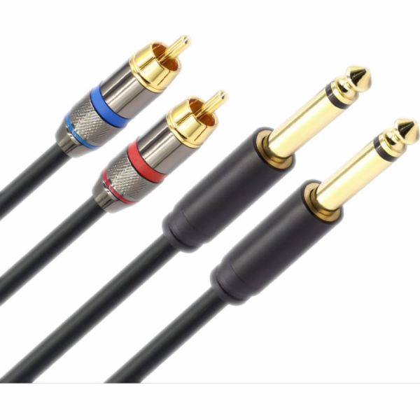 Mozos Jack 6,3 mm - RCA (Cinch) kabel x 2 3m černý (MCABL...