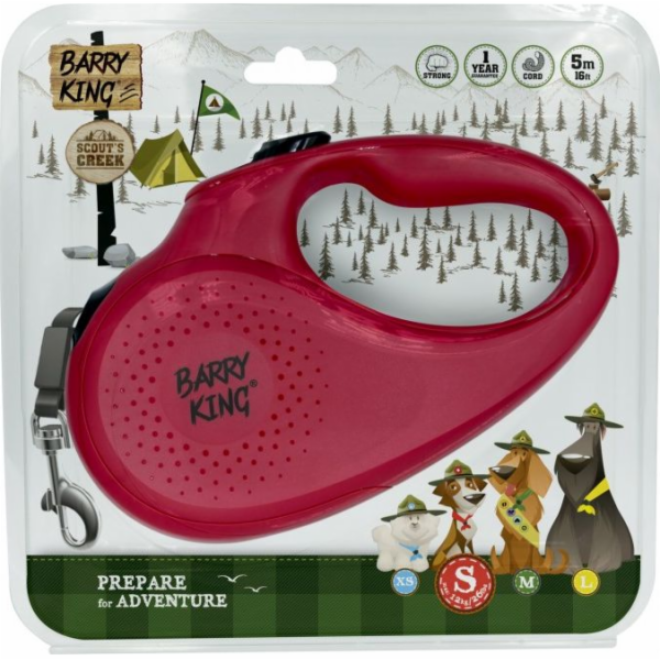Vodítko na psa Barry King Automatic, červené S - 5 m šňůr...