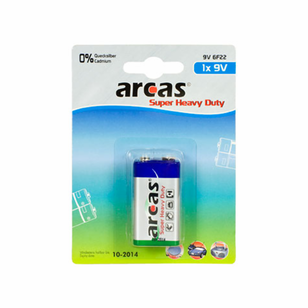 Baterie Arcas Super Heavy Duty 9V Block 1 ks.