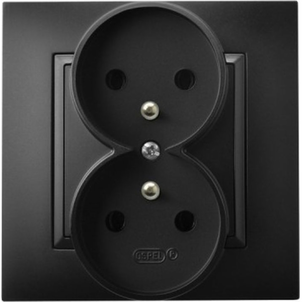 Ospel ARIA Dvojitá zásuvka s/out, černá metalíza GP-2UZ/33