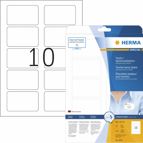 Herma HERMA textilní/jmenovky A4 80x 50mm bílé 100 kusů.
