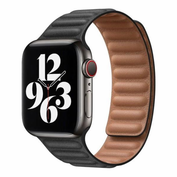 Strado kožený řemínek, pásek pro Apple Watch 7 45mm (čern...