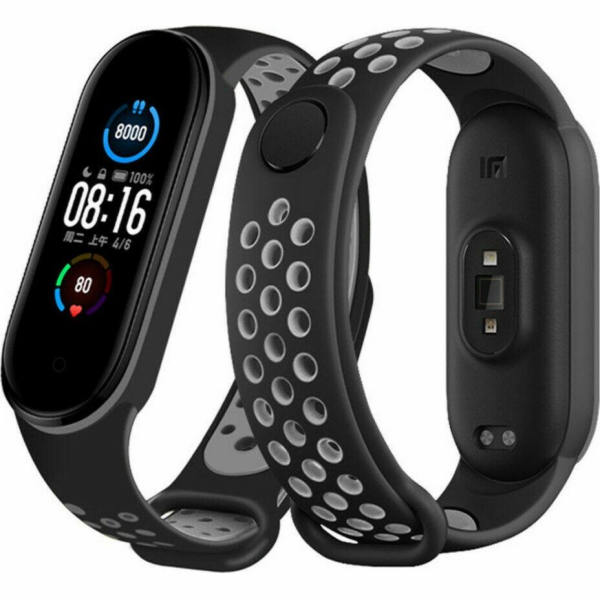 Pásek pro XIAOMI MI SMART BAND 5/6 Silikonový černý a šedý
