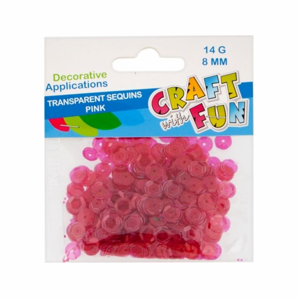 Craft with Fun CF SEQUINS TRANSPARENT BUTTON 8MM RŮŽOVÁ 4...