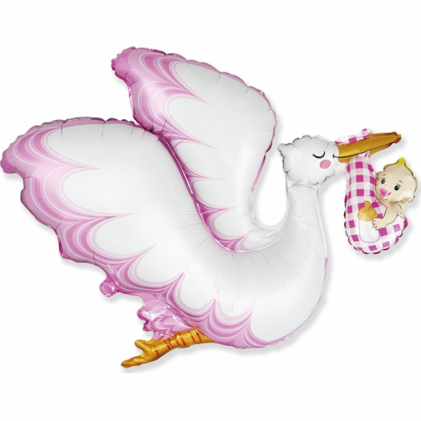 Balónek Flexmetal Foil 24 palců FX - Baby Girl Stork, balený
