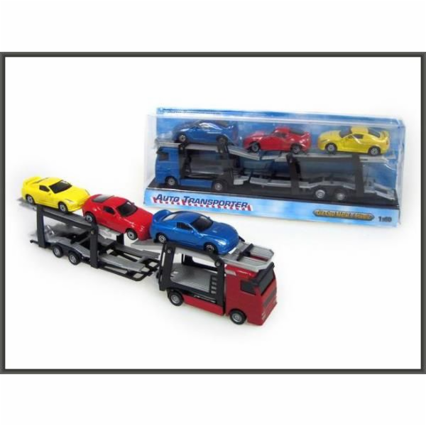 Kovový transportér Hipo Auto se 3 auty