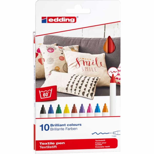Edding edding Barevné fixy na látky, 10 ks, 4600