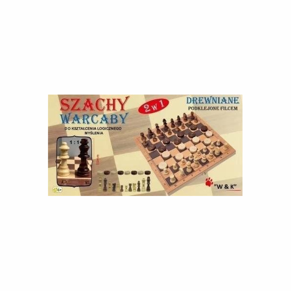 W&K šachy, dřevěná dáma 2v1