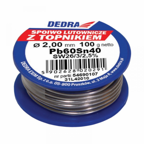 Dedra Pájka s tavidlem Pb60Sn40 2mm 100g na cívce - 31L42010