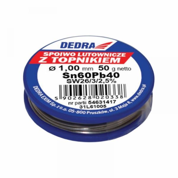 Dedra pájka s tavidlem Sn60Pb40 1mm 50g - 31L61005