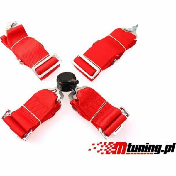 MTuning_F Sportovní pásy 4p 3" červené - rychlé