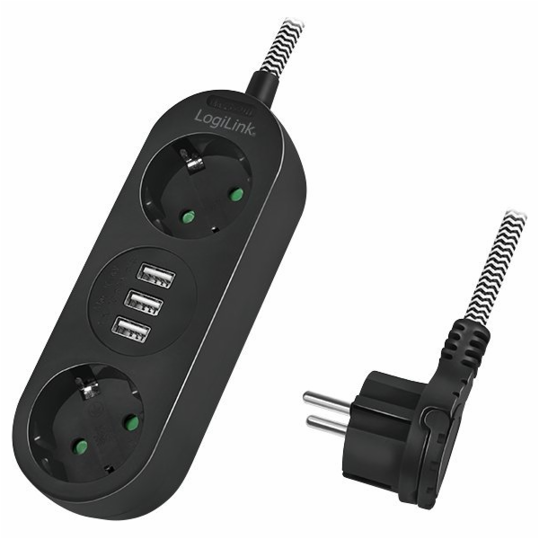LogiLink Prodlužovací kabel LogiLink 2 zásuvky 1,5m