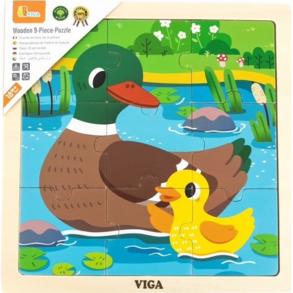 Hračky Viga Hračky VIGA Handy Wooden Puzzle Ducks 9 dílků