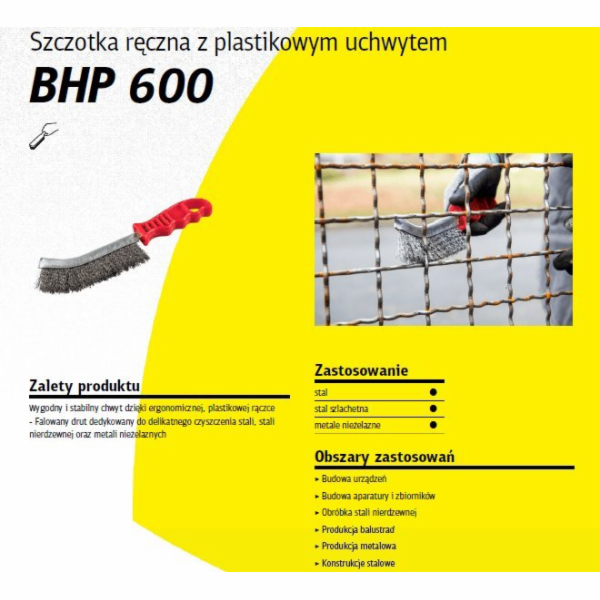 Klingspor K. RUČNÍ KARTÁČ PLASTOVÁ RUKOJEŤ BHP600 NEREZOV...