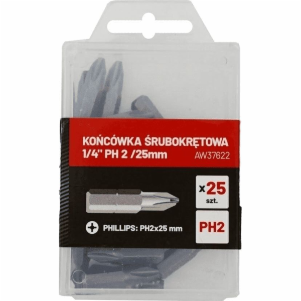 AWTools šroubovací bit 1/4 PH 2 25mm 25 kusů (AW37622)