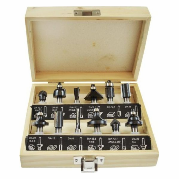 Řezačky na dřevo AWTools, sada 12 kusů, stopka 8 mm (AW40...