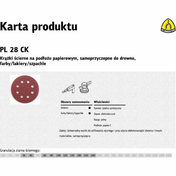 Klingspor brusný kotouč samolepicí 125mm PL28CK gr.120 GL...