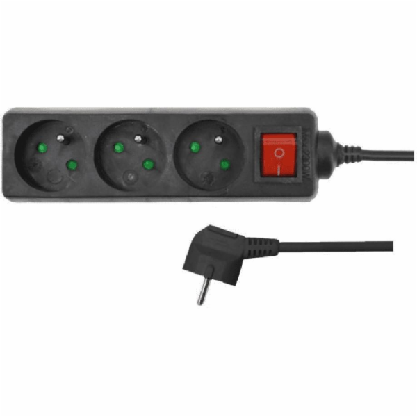 AWTools 3-zásuvková napájecí lišta 5 m černá (AW24687)
