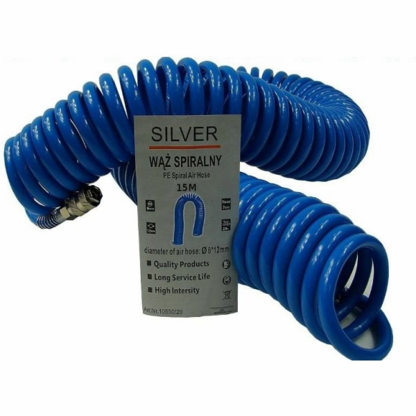 Stříbrná spirálová hadice pneumatická 8mm 15m (10550/15)