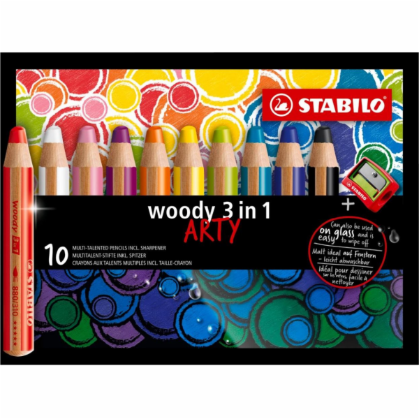 Pastelky Stabilo Woody Arty 3v1 10 barev + STABILO ořezáv...