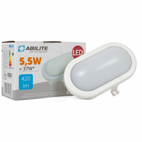 Abilite Oválné svítidlo 5,5W, IP65, PC stínidlo, bílé