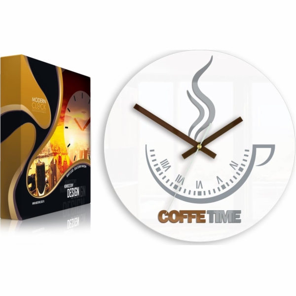 ModernClock Nástěnné hodiny Coffee Time ver.II WHITE ULTR...