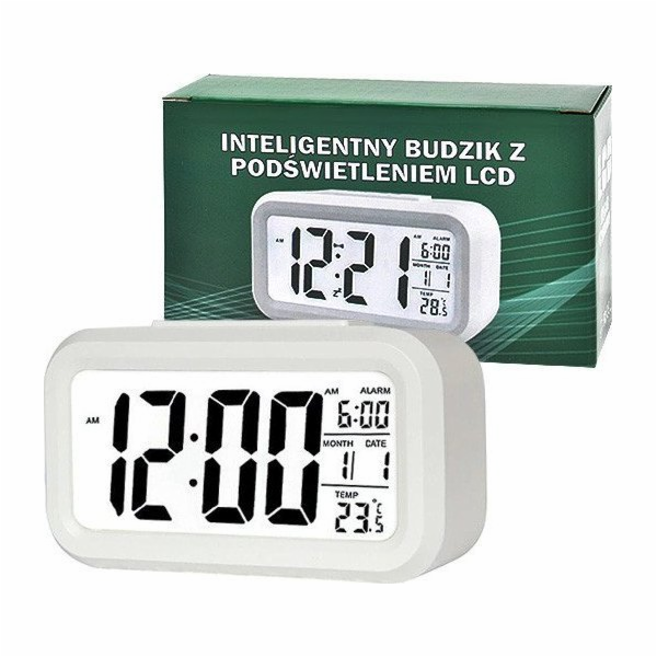 Vega HODINY BUDÍK TRUSTY VELKÝ LCD BÍLÝ ZG21>