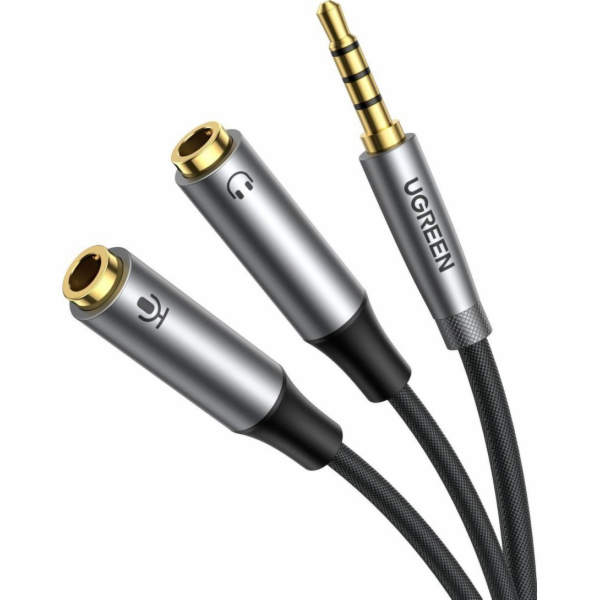 Kabel Ugreen Jack 3,5 mm - Jack 3,5 mm x 2 0,2 m černý (5...