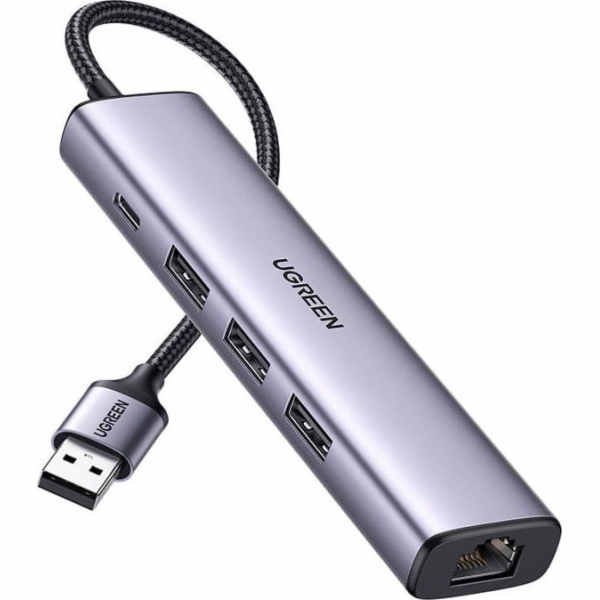 Ugreen USB HUB 1x RJ-45 1x USB-C + 3x USB-A 3.0 (UGR1219SLV)