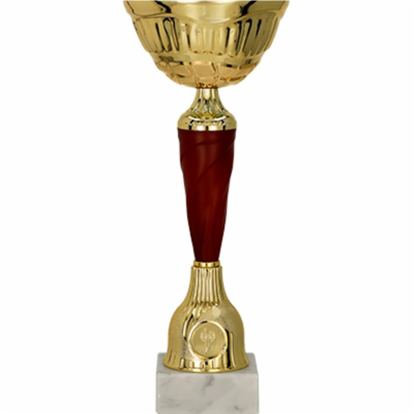 Zlatý a vínový kovový pohár