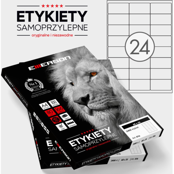 ŠTÍTKY Emerson 68 X 35,0 MM. 24 KS/A4 EMERSON UNIVERSAL