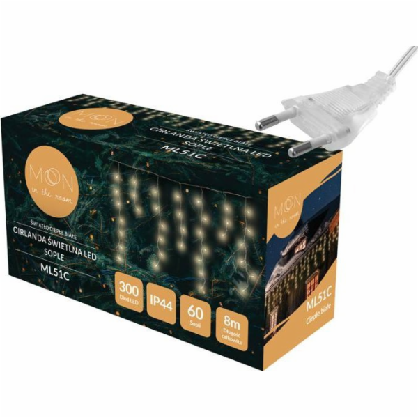 PR 60 LED girlanda, rampouchy, teplé bílé světlo + blesk