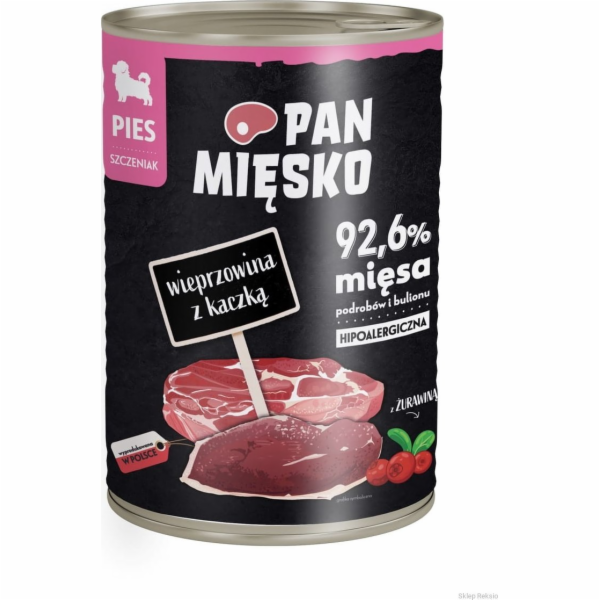 Pan Mięsko Mokré krmivo pro psy Vepřové maso s kachnou (š...
