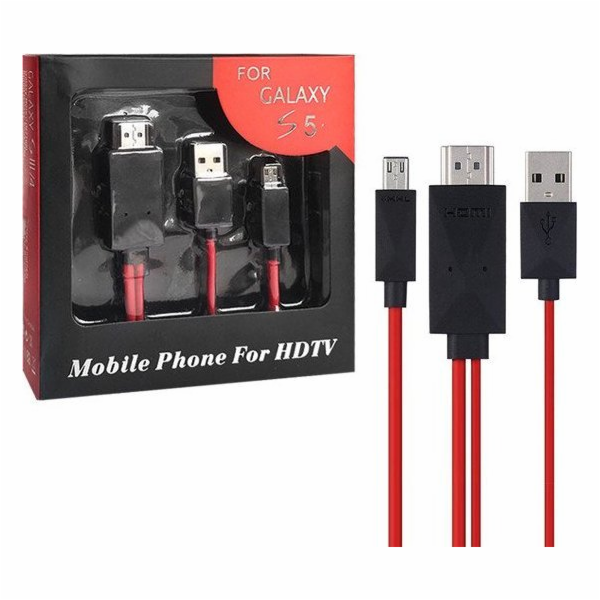 Vega microUSB - HDMI USB kabel 2 m Černočervený (24695)