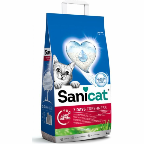 Stelivo pro kočky Sanicat 7 Days Aloe Vera Natural 4l
