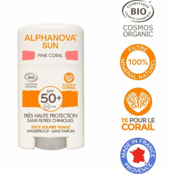 Alphanova Alphanova Sun, opalovací tyčinka, SPF50+, růžov...