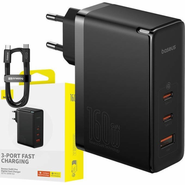 Baseus nabíječka Baseus GaN5 Pro 2xUSB-C + USB nástěnná n...