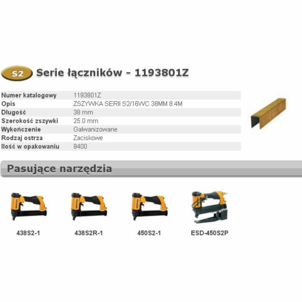 BOSTITCH STAPLES S2/16WC 38MM 8,4M B1193801Z - 1193801Z
