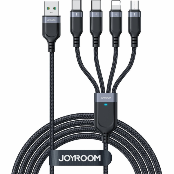 Joyroom USB kabel USB-A – 2x USB-C + Lightning + microUSB...