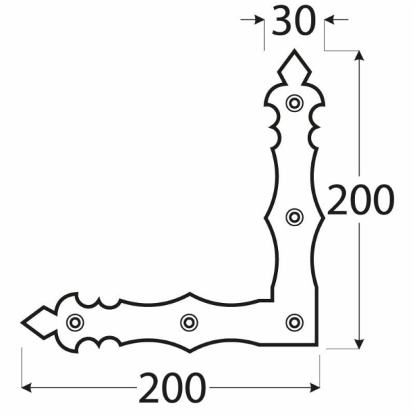 Ozdobný roh Nad 2, černý, 200 x 30 mm