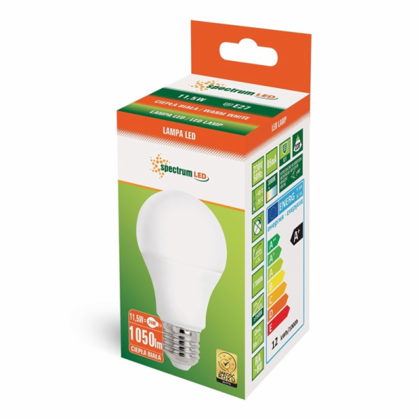 LED žárovka SPECTRUM, A60, E27, 11,5 W, 1050 lm, 3000 K