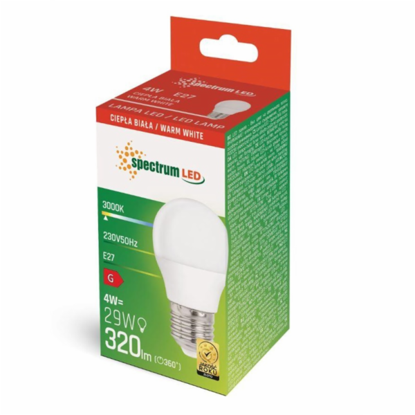 LED LAMPA E27 P45 4W 3000K 320LM