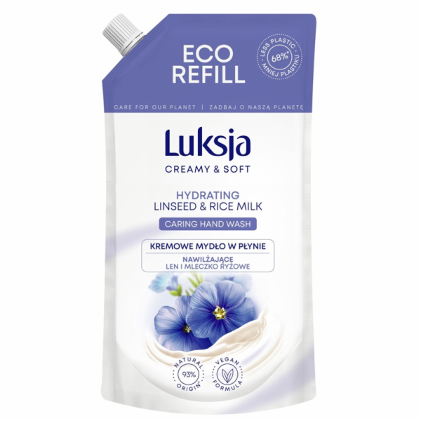 Tekuté mýdlo LUKSJA LNĚNÉ A RÝŽOVÉ MLÉKO doplněk, 400 ml