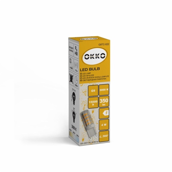 LED žárovka Okko, T15, teplá bílá, G9, 4 W, 350 lm