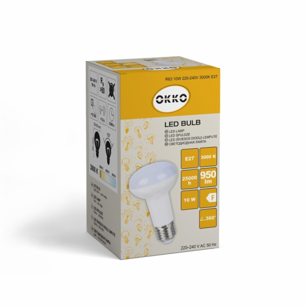 LED žárovka OKKO, R63, E27, 10 W, 720 lm, 3000 K