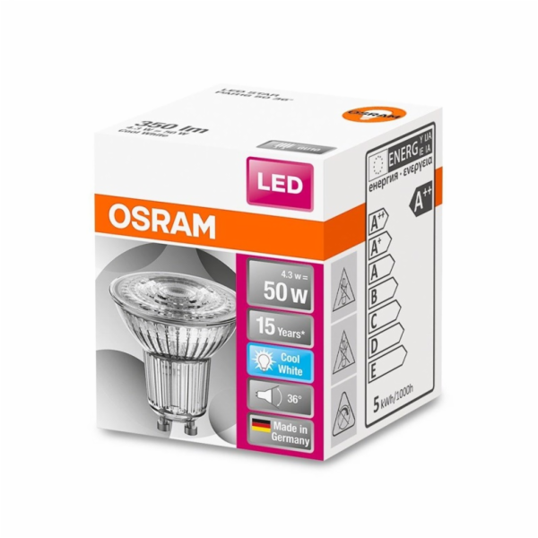 LED žárovka Osram PAR16, 36°, 3,6W, GU10, 4000K, 350lm, d...